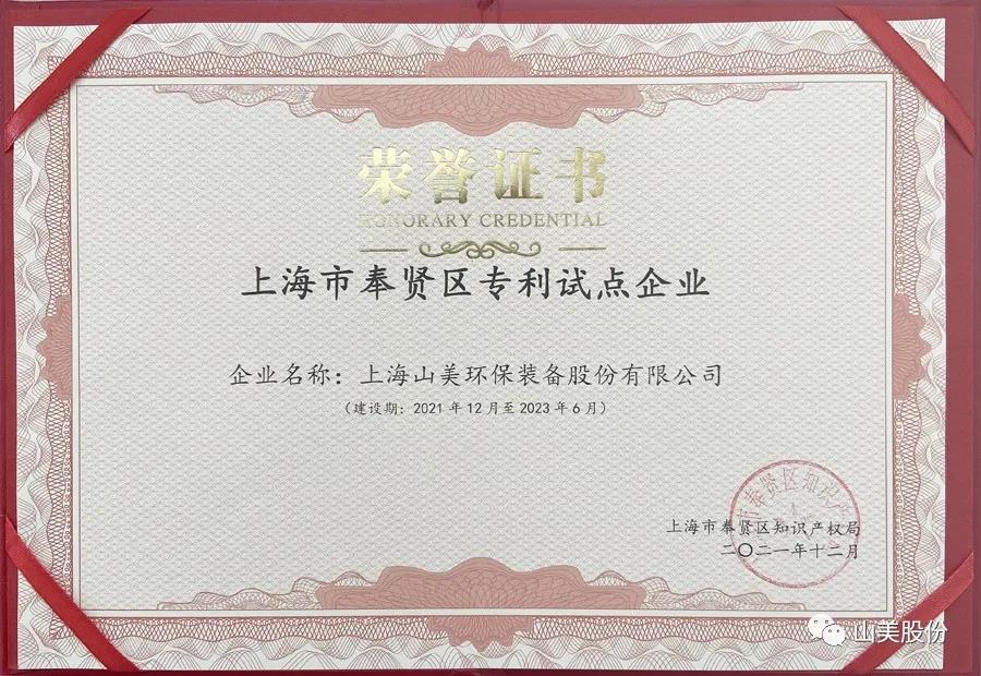 荣誉接踵而至，上海山美股份再获表彰：获评为上海市奉贤区试点企业